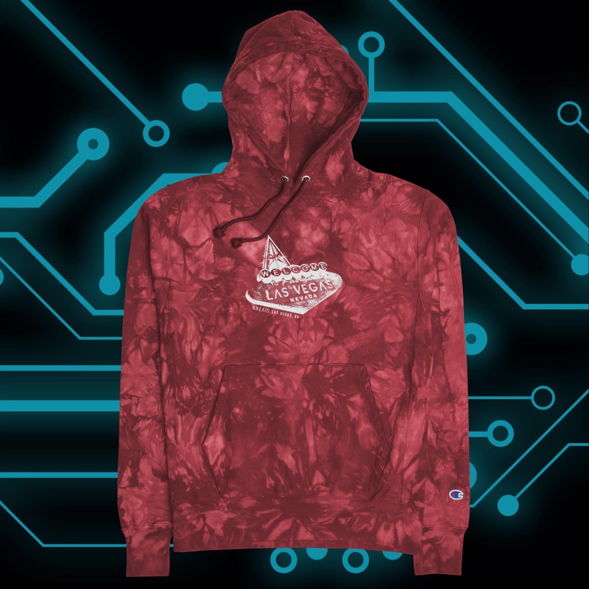 Las Vegas Sign Unisex Tie - Dye Hoodie - AREA15