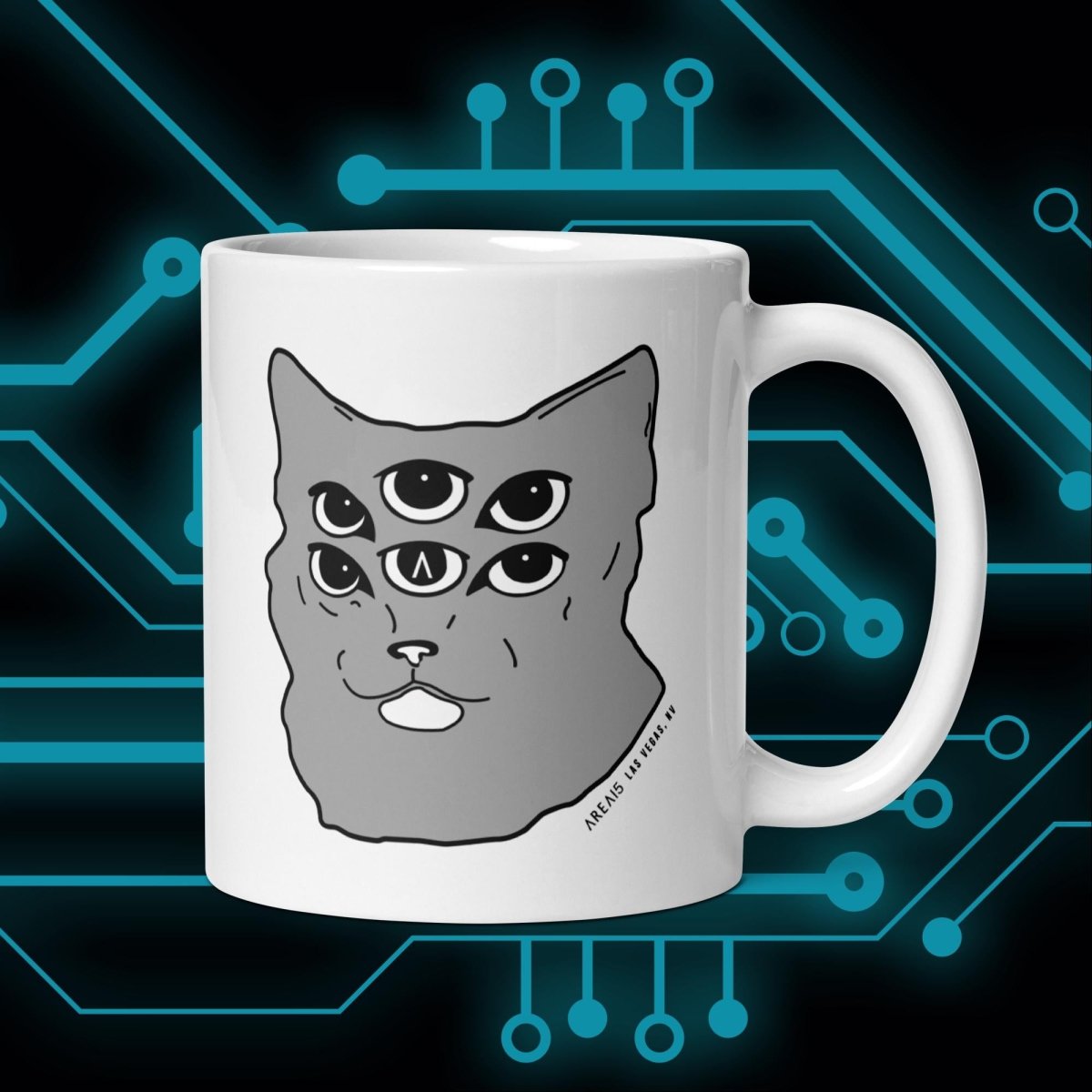 Six - Eyed Cat Ceramic Mug - AREA15